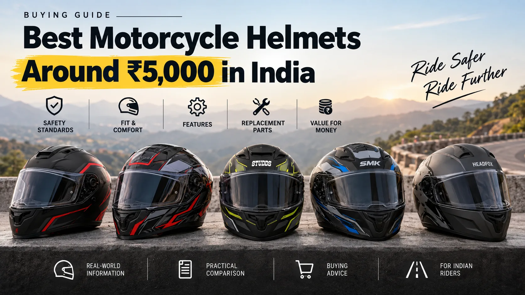 Motorcycle helmets around ₹5,000 in India